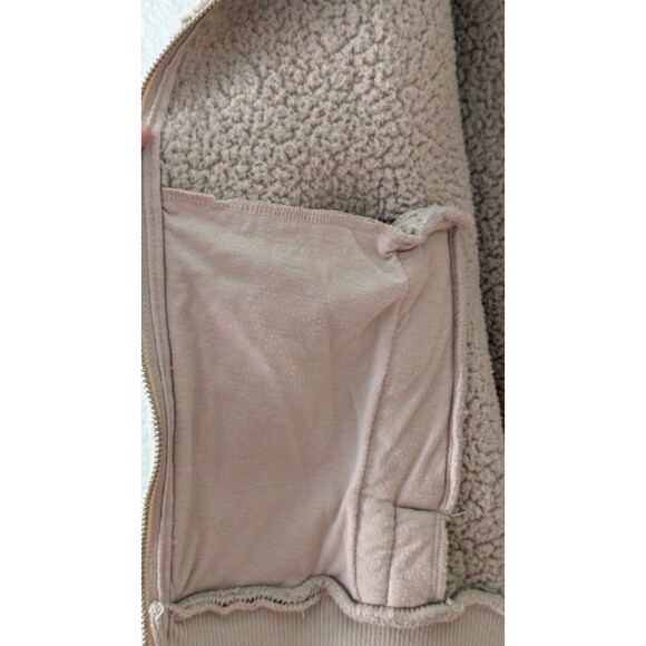 Tommy Hilfiger Sherpa Jacket Womens Small Beige Bomber Teddy Pockets - Picture 9 of 11